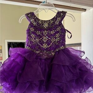 Vibrant Purple Beaded Dress with Ruffles
